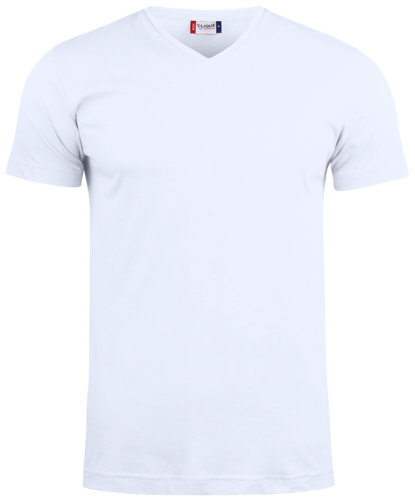 T-SHIRT CLIQUE SCOLLO 'V' BIANCO