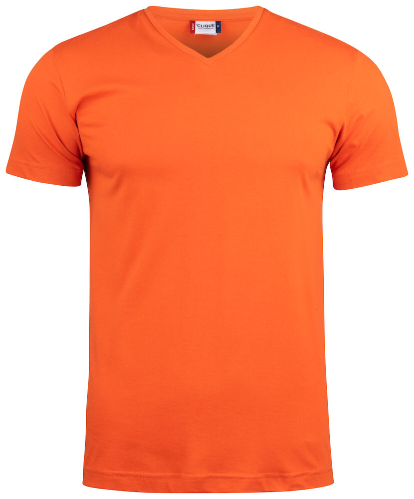 T-SHIRT CLIQUE SCOLLO 'V' ARANCIO