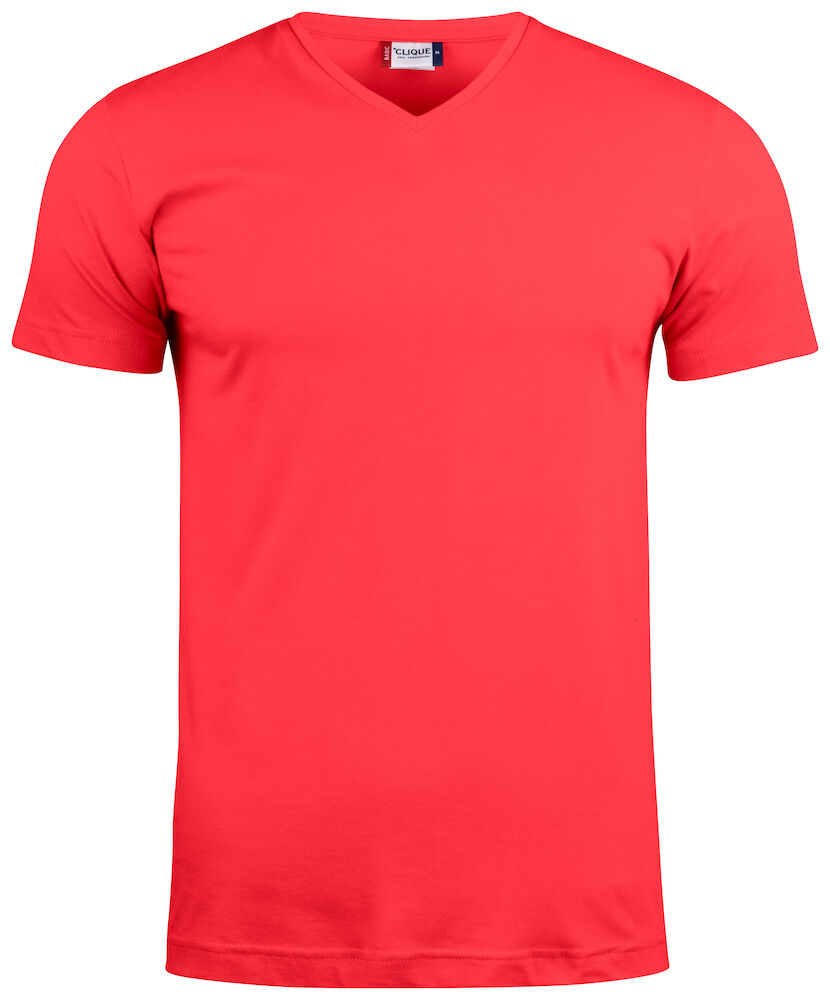 T-SHIRT CLIQUE SCOLLO 'V' ROSSO