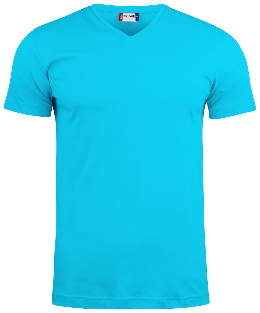 T-SHIRT CLIQUE SCOLLO 'V' TURCHESE