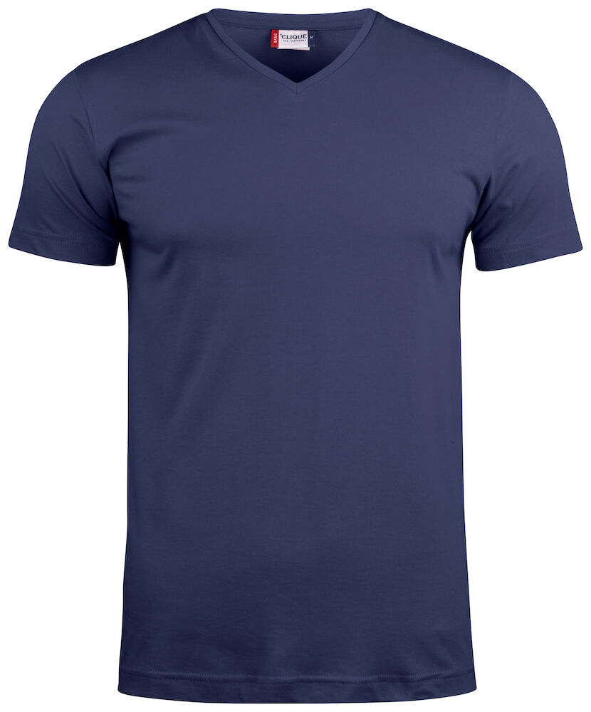 T-SHIRT CLIQUE SCOLLO 'V' BLU NAVY