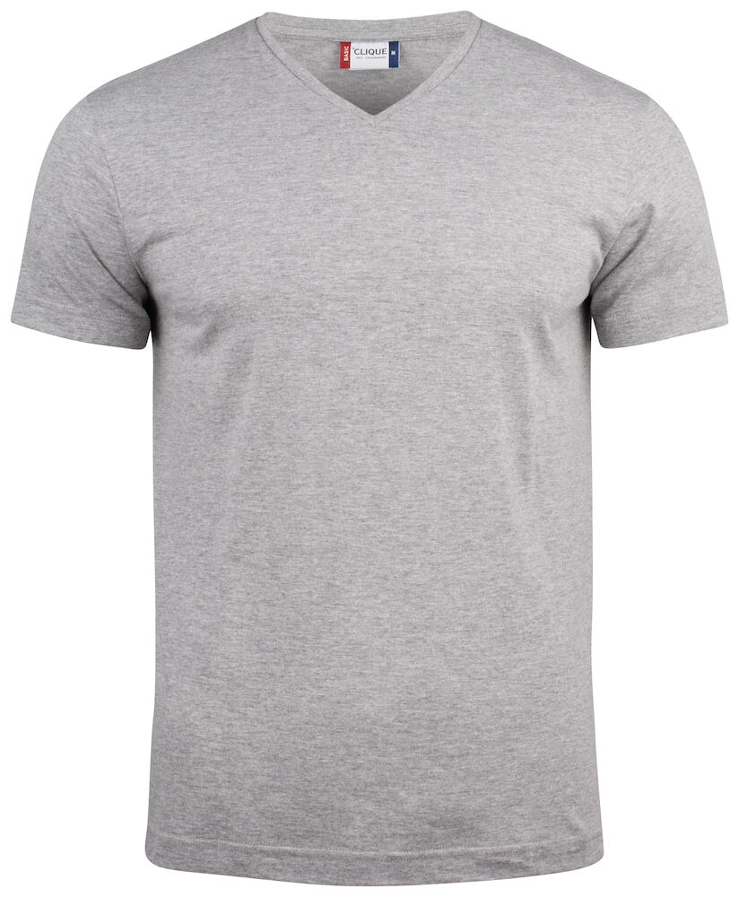 T-SHIRT CLIQUE SCOLLO 'V' GRIGIO MELANGE