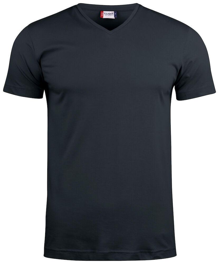 T-SHIRT CLIQUE SCOLLO 'V' NERO