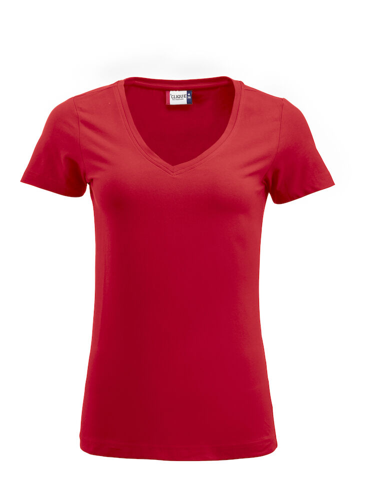 T-SHIRT CLIQUE ARDEN ELASTICIZZATA SCOLLO 'V' ROSSA