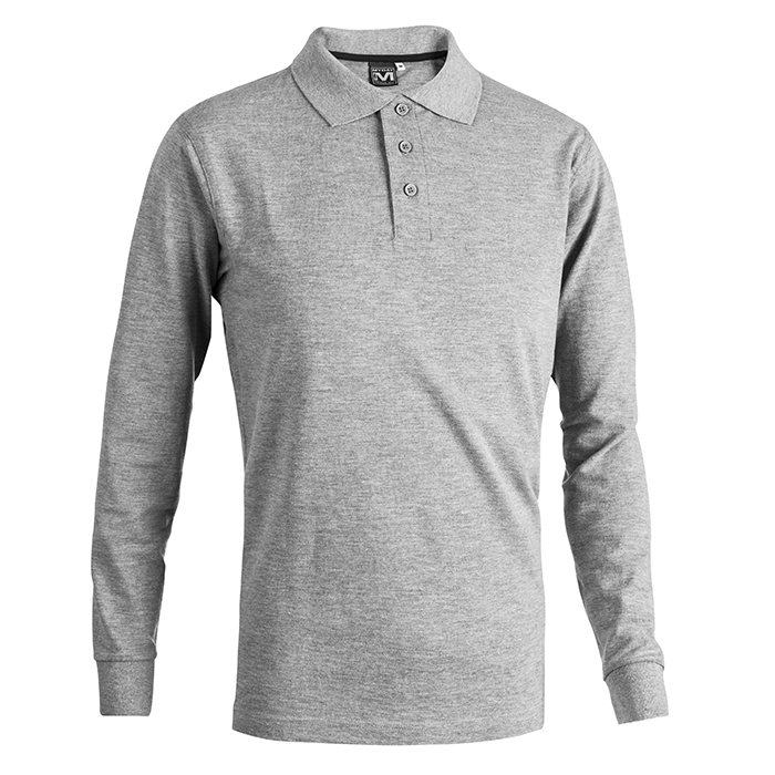 POLO BECKER MANICA LUNGA GRIGIO MELANGE SCURO