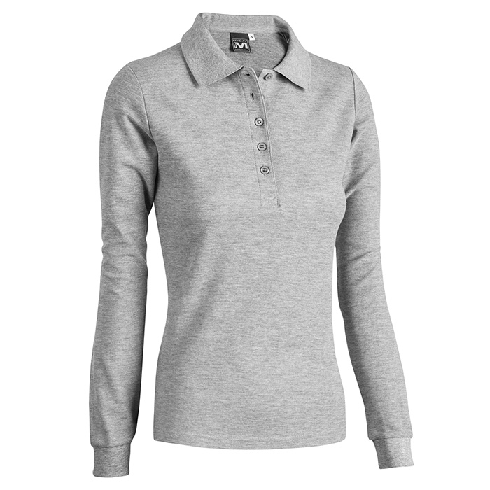 POLO STEFFI MANICA LUNGA GRIGIO MELANGE SCURO